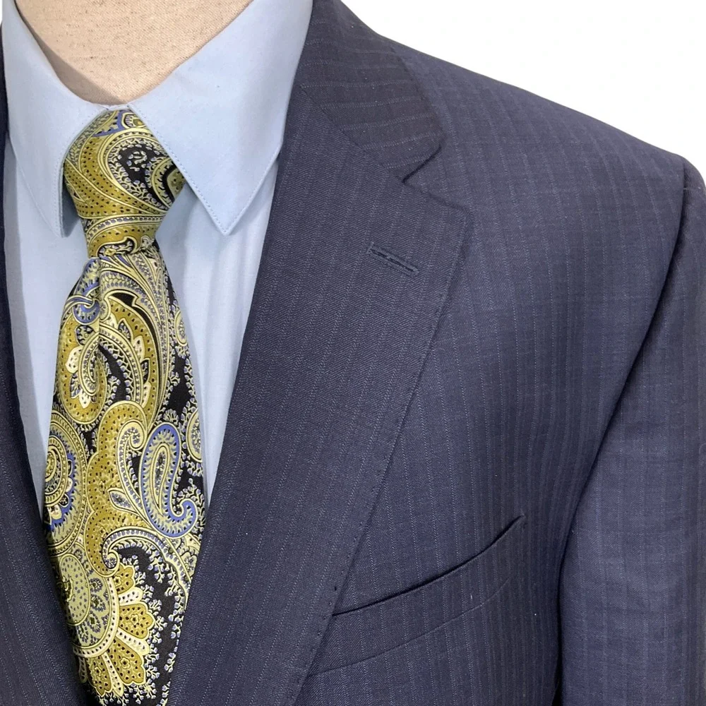 CREMIEUX Blazer Mens 48R Navy Blue Pinstripe 130s Loro Piana Wool‎ Jacket Italy